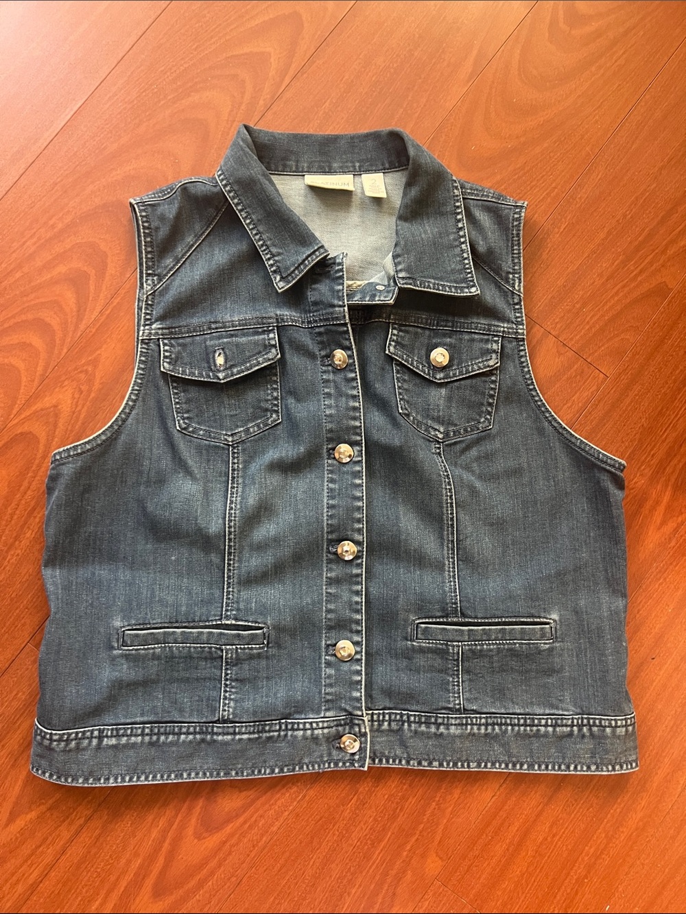 Chico's platinum Blue Denim vest‎ size 2 XL